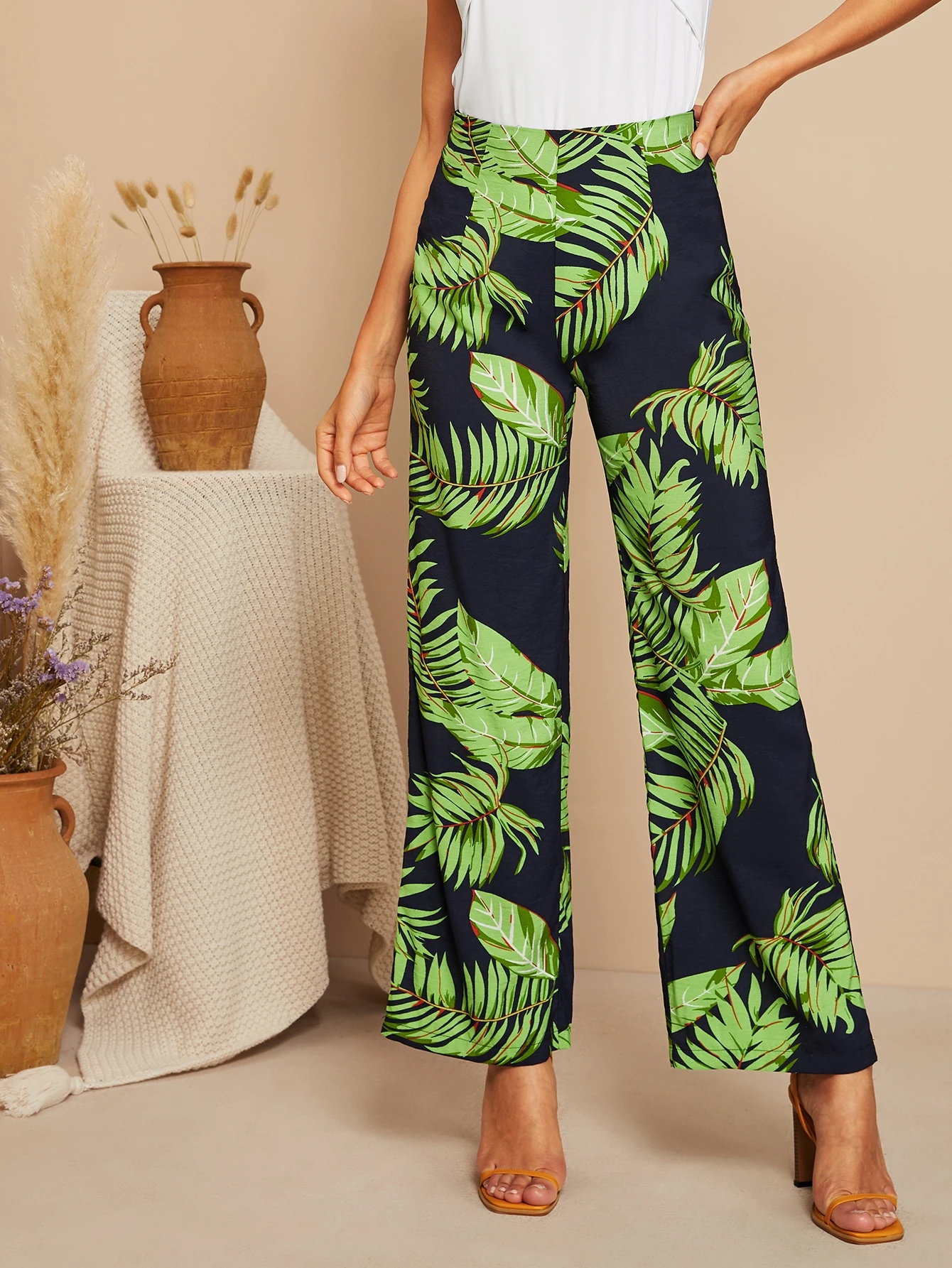 Leaf print pants Clearance