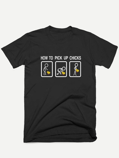Men Slogan & Cartoon Graphic Tee