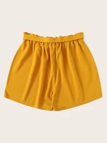 Plus Paperbag Waist Belted Shorts - Mustard Yellow - View 2