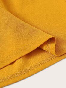 Plus Paperbag Waist Belted Shorts - Mustard Yellow - View 5