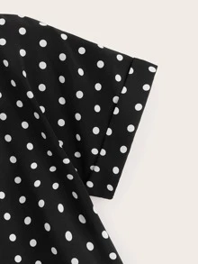 Blusa asimétrica de espalda con abertura de ojo de lunares - Negro - Ver 3