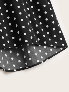 Blusa asimétrica de espalda con abertura de ojo de lunares - Negro - Ver 4