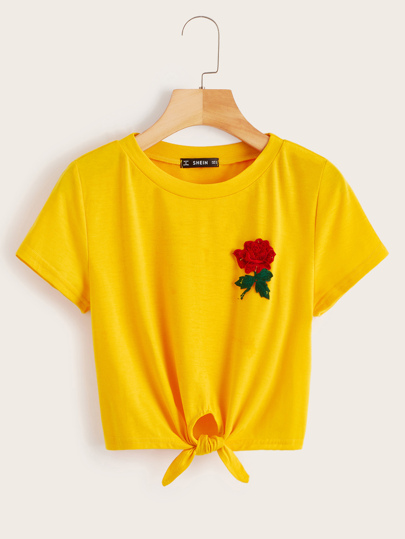 Flower Patched Knot Tee