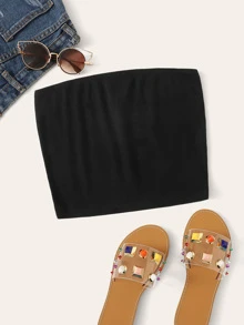 Muchica Top bandeau corto tejido de canalé