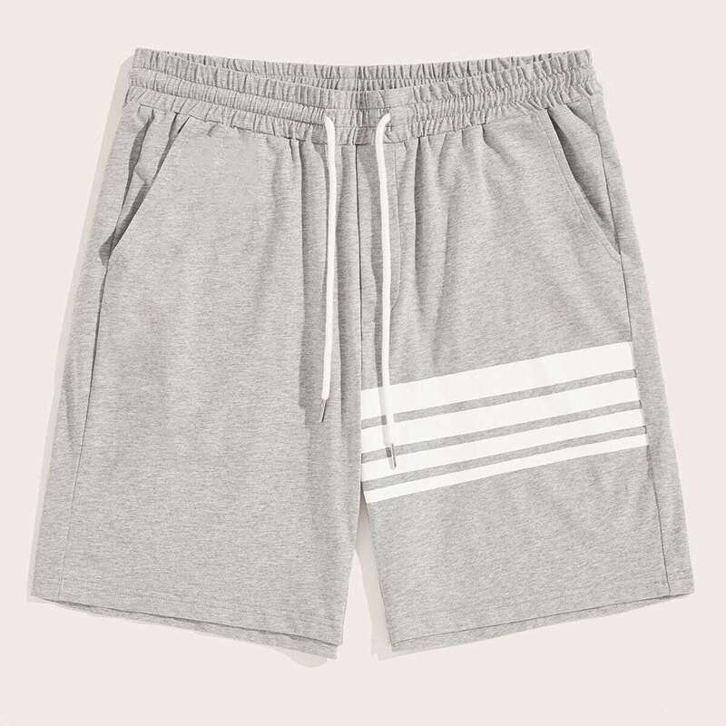

Guys Drawstring Waist Striped Hem Pants, Grey