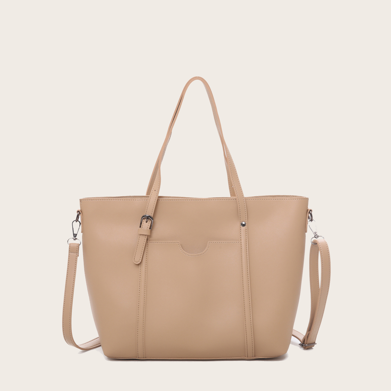 Image of Buckle Detail Shoulder Bag With Double Handle