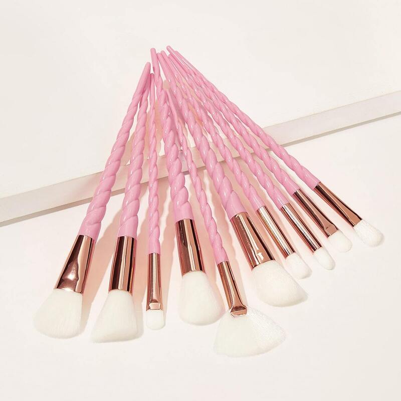 

Spiral Handle Makeup Brush Set 10pack, Pink
