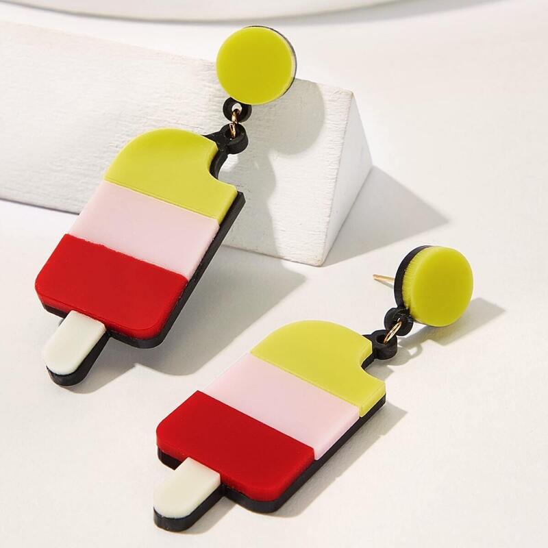 

Ice Cream Shaped Drop Earrings 1pair, Multicolor
