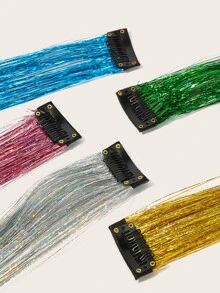Clip In Hair Tinsel 10pack Simple Practical Multifunctional - Multicolor - View 2