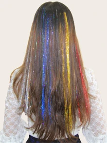 Clip In Hair Tinsel 10pack Simple Practical Multifunctional - Multicolor - View 1