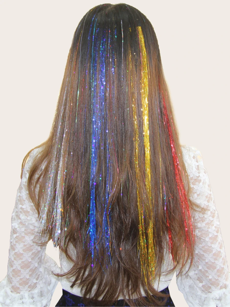 Clip In Hair Tinsel 10pack Simple Practical Multifunctional - Multicolor - View 1