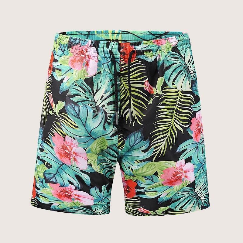 

Guys Tropical & Floral Print Drawstring Bermuda Shorts, Multicolor