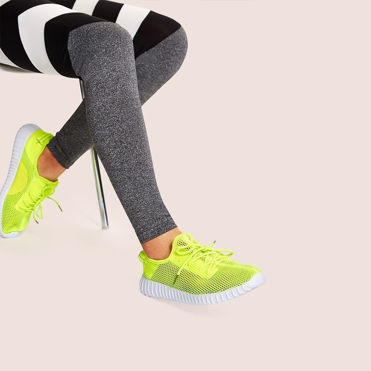 Image of Lace-up Front Mesh Neon Trainers