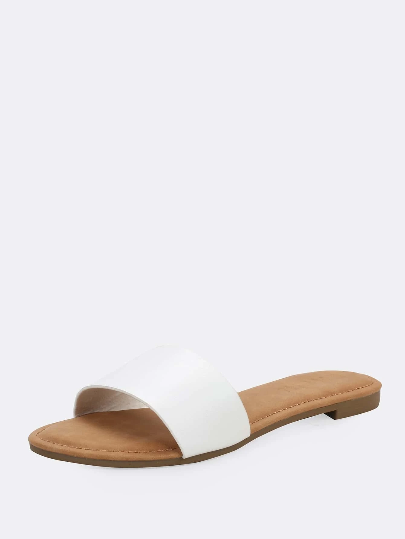 white slip on sandals