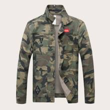 Guys Camo Print Denim Jacket