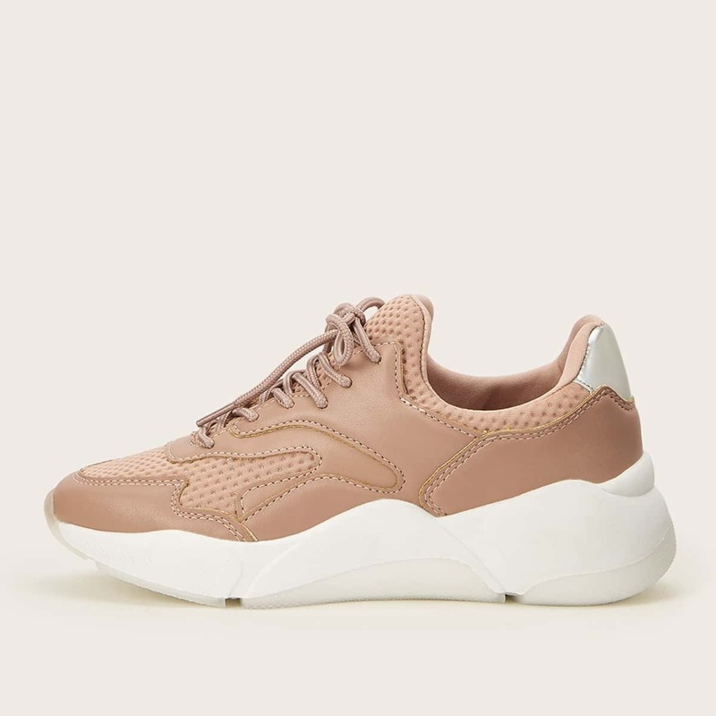 

Lace-up Front Chunky Sole Trainers, Pink