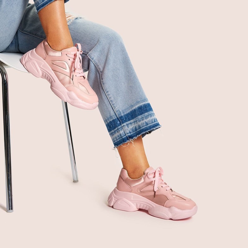 

Lace-up Front Chunky Sole Trainers, Pink