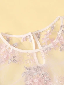 SHEIN Top corto con malla con bordado floral - Rosa Pálido - Ver 4