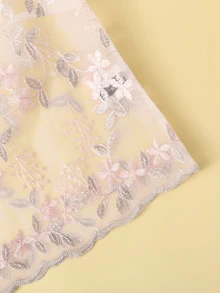 SHEIN Top corto con malla con bordado floral - Rosa Pálido - Ver 5