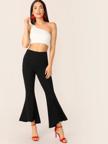 BizChic Solid Flare Leg Trousers - Black - View 3