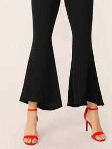 BizChic Solid Flare Leg Trousers - Black - View 4