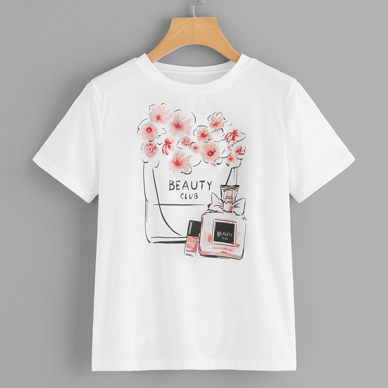 

Plus Letter And Floral Print Tee, White