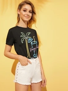 Shorts mezclilla con tachuela bajo crudo - Blanco - Ver 3
