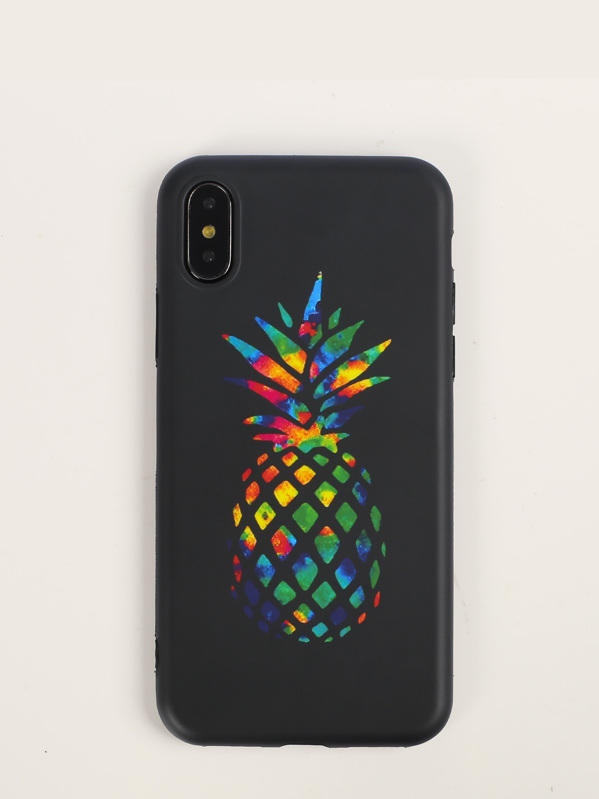 coque iphone xr noir motif ananas