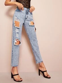 bleach destroy rip mom jeans