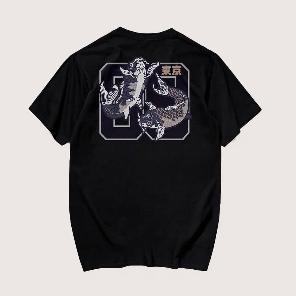 

Guys Fish & Letter Print Tee, Black