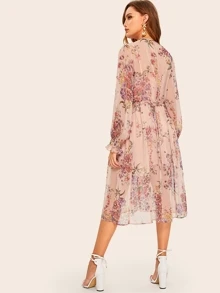 Đầm viền lá sen Hoa Hồng Boho - Màu Hồng baby - Xem 2