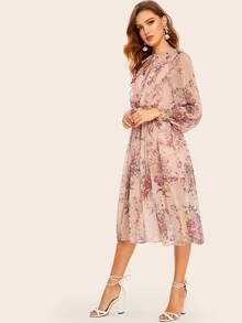 Đầm viền lá sen Hoa Hồng Boho - Màu Hồng baby - Xem 3