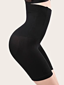 High Waist Mid Thigh Pants - Black - View 2