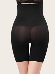High Waist Mid Thigh Pants - Black - View 3