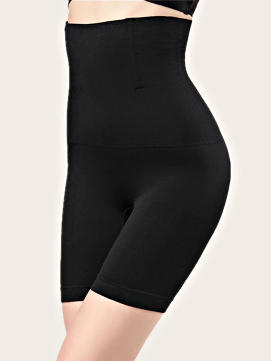 High Waist Mid Thigh Pants - Black - View 1