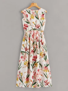 SHEIN Clasi Floral Print Shirred Dress - Multicolor - View 2