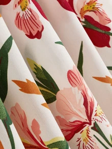 SHEIN Clasi Floral Print Shirred Dress - Multicolor - View 3