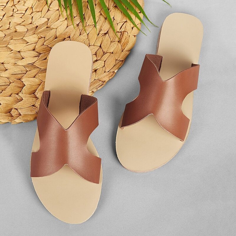 

Cut Out Flat Slippers, Brown