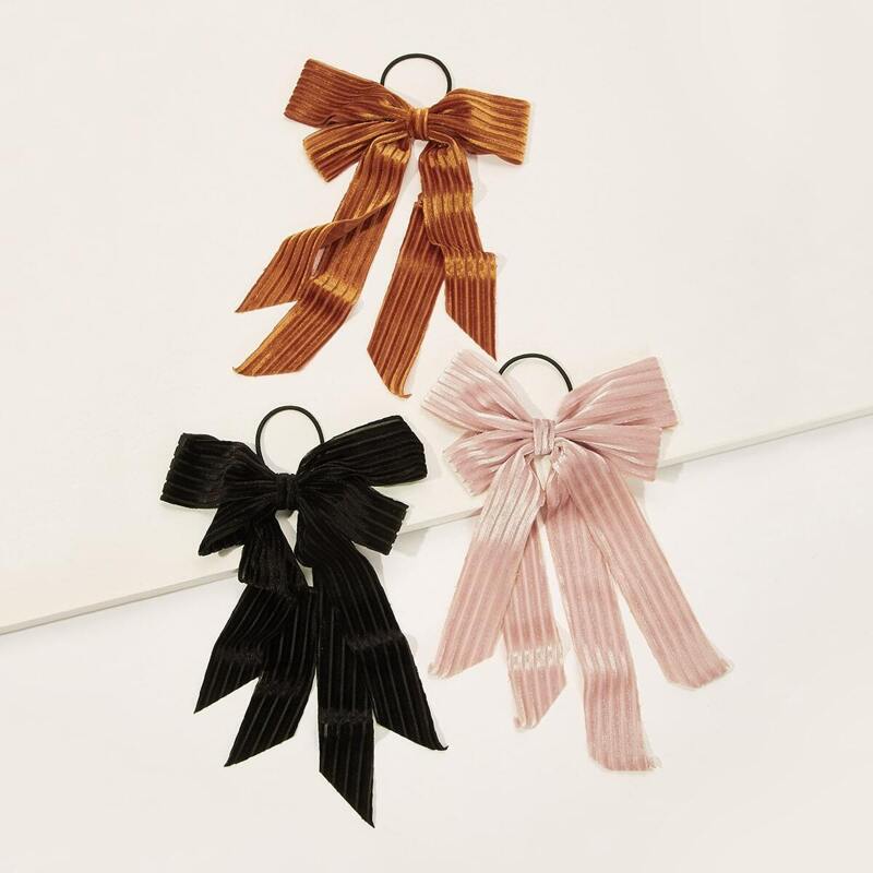 

Ribbed Bow Decor Hair Tie 3pack, Multicolor