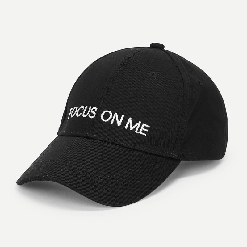 

Letter Embroidery Baseball Cap, Black