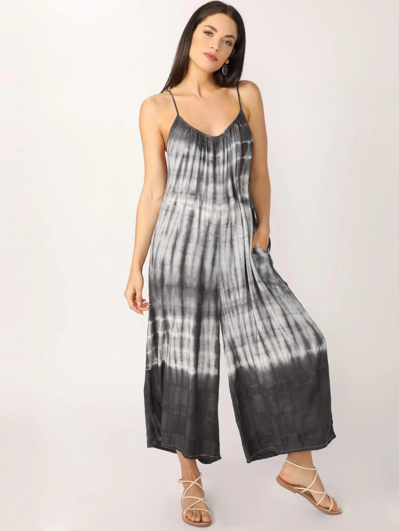 tie dye wide leg jumpsuit