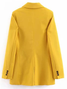 Blazer sólido con botones - Mostaza Amarilla - Ver 2