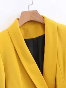 Blazer sólido con botones - Mostaza Amarilla - Ver 3