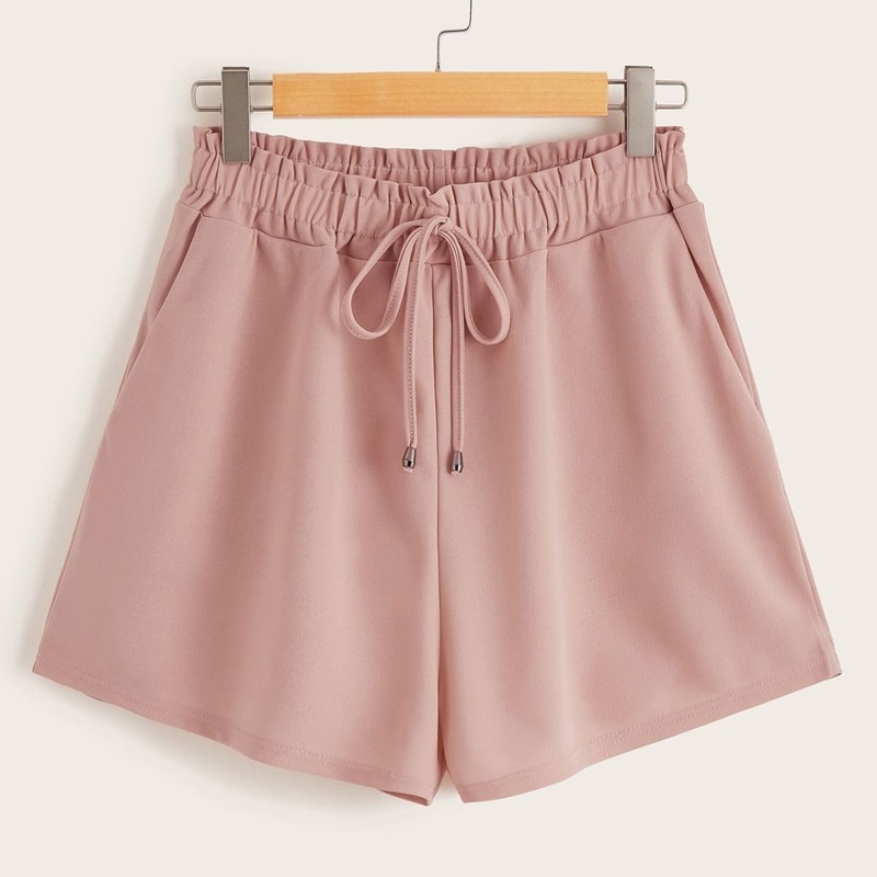 

Plus Drawstring Waist Shorts, Pink