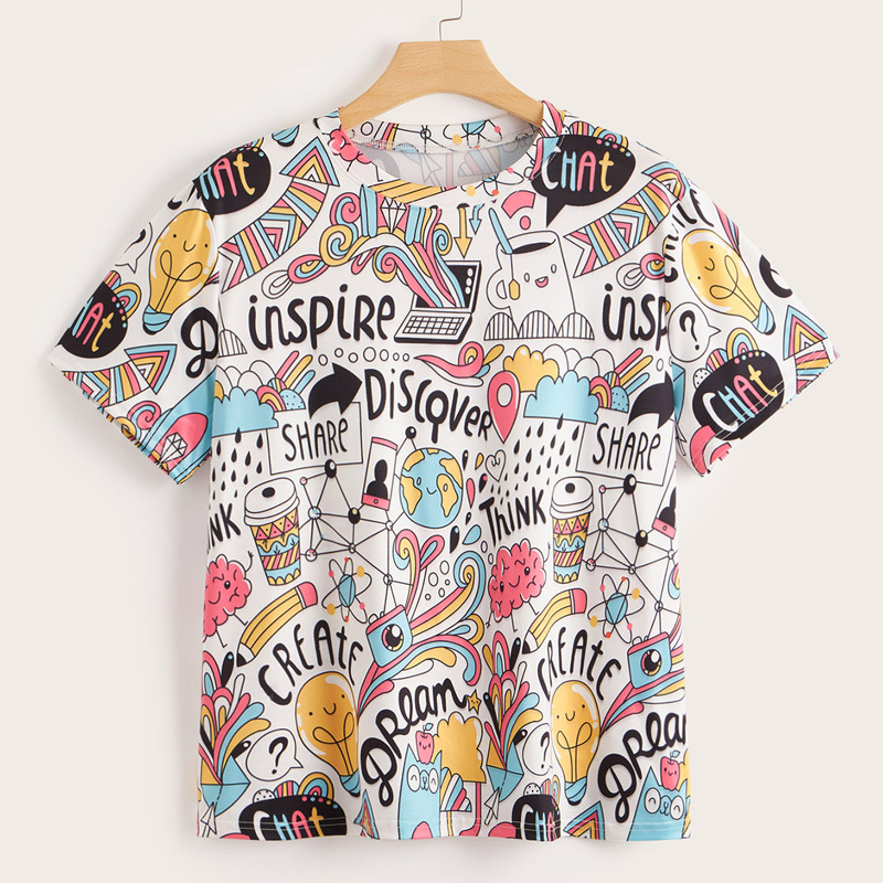 

Plus Cartoon Print Tee, Multicolor