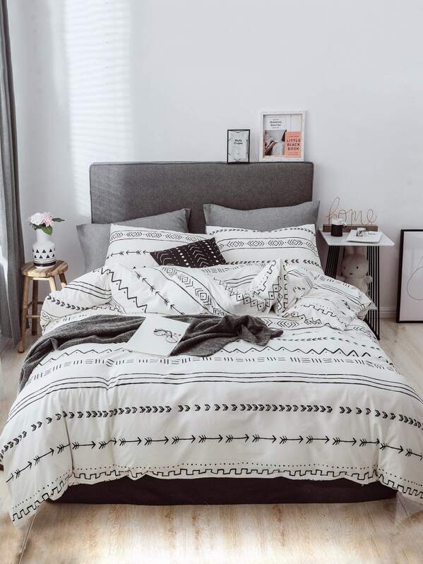 Geometric Pattern Print Bedding Set Shein