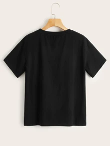 SHEIN LUNE Paris Graphic Short Sleeve Tee PARIS - Black - View 2