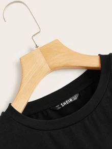 SHEIN LUNE Paris Graphic Short Sleeve Tee PARIS - Black - View 4