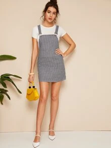 SHEIN Vestido de tira de guingán con tira desmontable