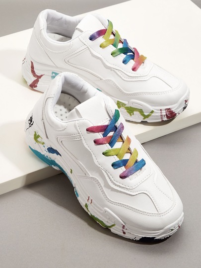 Colorful Lace-up Chunky Sneakers